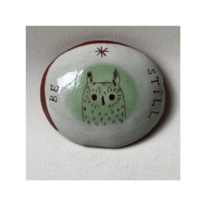 Small Oval Wall piece “Green Owl”