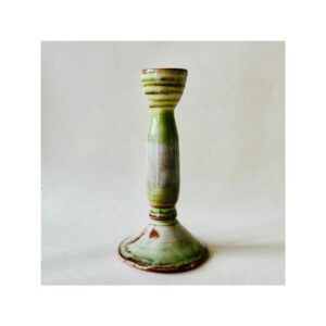 Candle Holder 2 “Green + Grey Stripes”