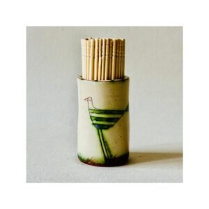 Toothpick Holder “Stripey Green Bird”