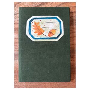 Pocket size A6 Ruled  Journal with Hand painted Label Oak leaf and Acorn