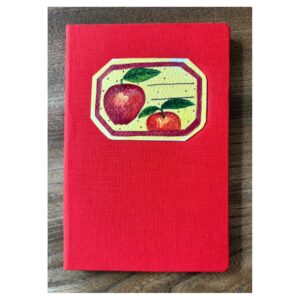 Pocket size A6 Ruled  Journal with Hand painted Label Red Apple