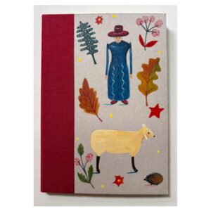 Unruled Journal Hand painted cover Noah Ark Sheppard, Sheep, Hedgehog No2