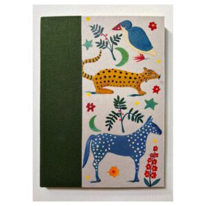 Unruled Journal Hand painted cover Noah Ark Spotted Horse, Cheetah and Puffin No3