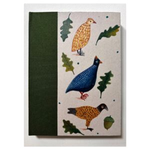 Ruled Journal Hand painted cover Noah Ark Birds, Oak leaves and Acorn No5