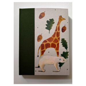Ruled Journal Hand painted cover Noah Ark Giraffe and Acorns No7