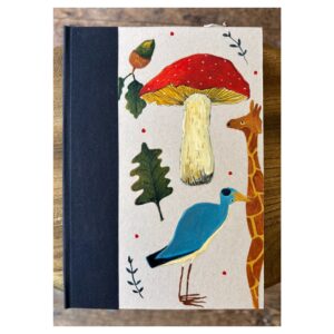 Ruled Journal Hand painted cover Noah Ark Acorn, mushroom, giraffe No9