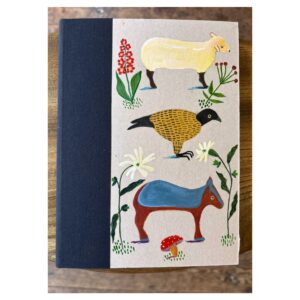 Unruled Journal Hand painted cover Noah Ark Sheep, Eagle and tiny mushroom No10