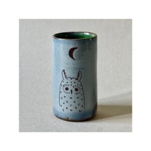 Small Vase “Blue Owl + Moon”
