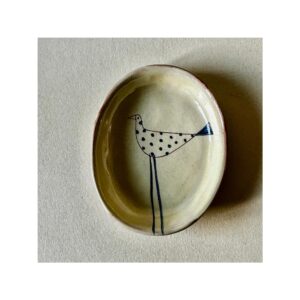 Small Oval Dishes “Blue Spotty Bird”