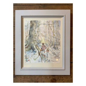 Original Framed Watercolour “A Snowy Walk with Bunny”