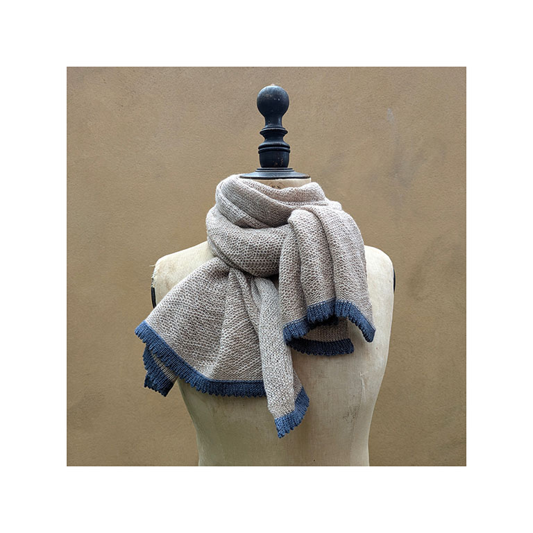 NEW Textured Cashmere + Linen Scarf “Dark Natural + Selvedge”