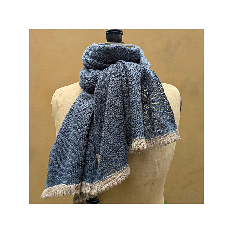 NEW Textured Cashmere + Linen Scarf “Selvedge + Dark Natural” - Image 5