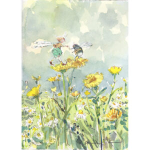 NEW PRE-ORDER PRINT “Meadow Fairy + Bee dancing on Buttercup”