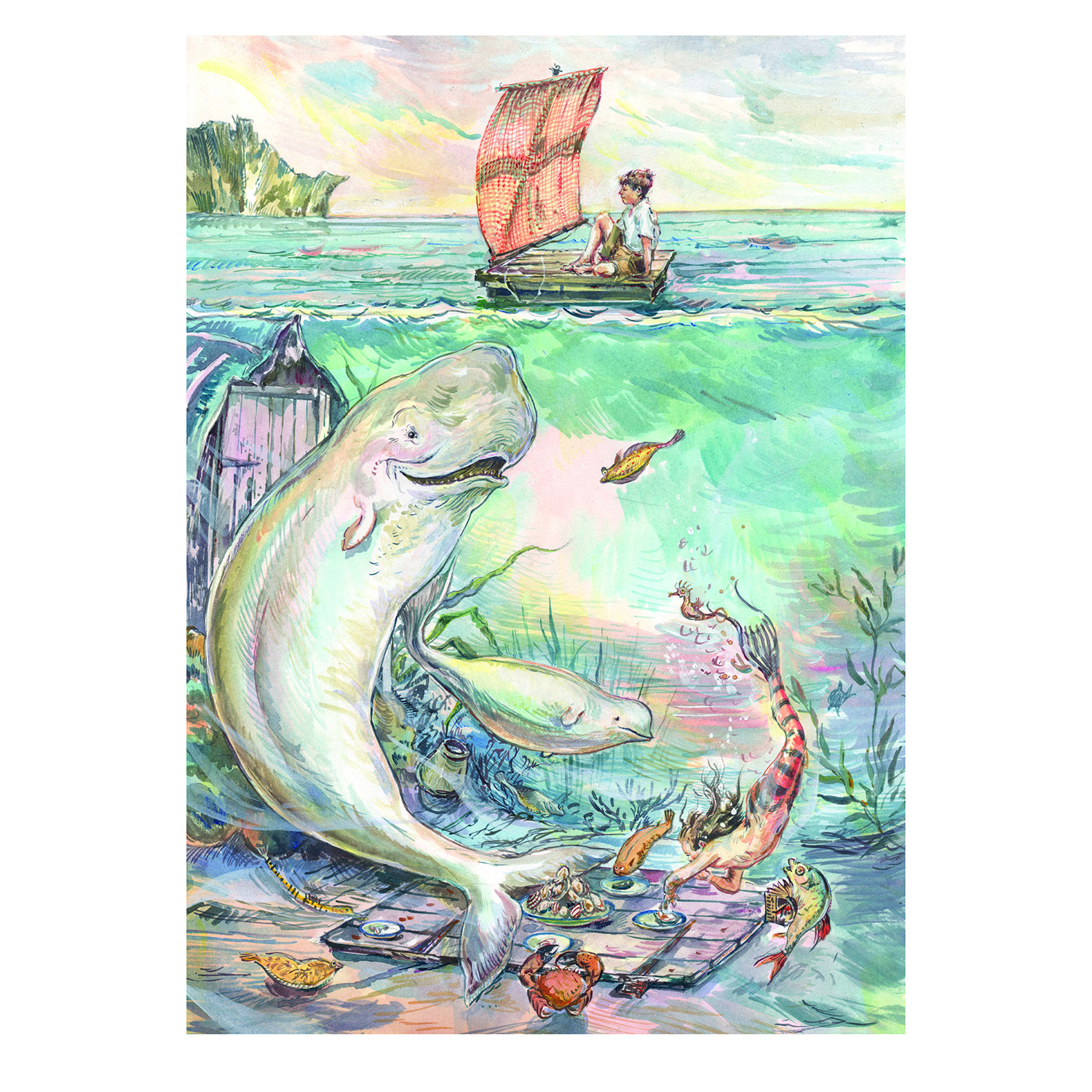PRE-ORDER PRINT “Underwater Picnic with Boy on Raft”
