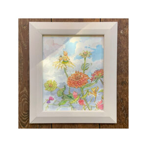 Framed Original Watercolour “Elf and Bee on Flower”