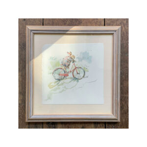 Framed Original Watercolour “Bunny on Bicycle”