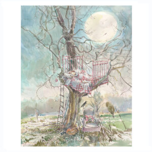 PRE-ORDER PRINT “Pink Bed in Tree in Moonlight”
