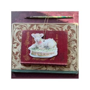 NEW Wooden Decoration “Little Lamb with Pink bow”