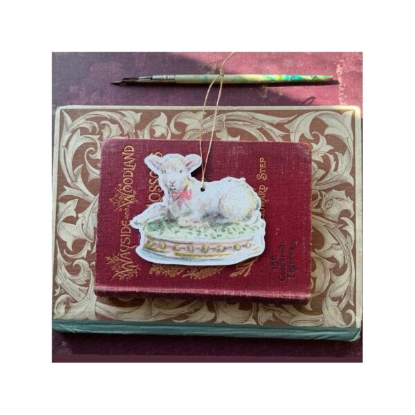 NEW Wooden Decoration “Little Lamb with Pink bow”