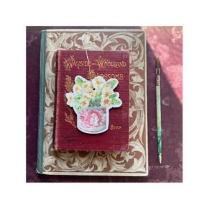 NEW Wooden Decoration “Primroses in Pink cup”
