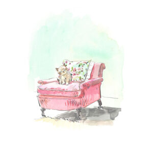 PRE-ORDER PRINT “Tiny Kitten on Pink Chair”