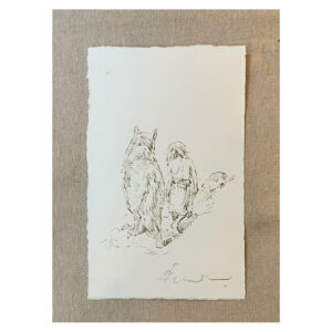 Original Pen + Ink sketch Jungle Book “Akela and Mowgli”