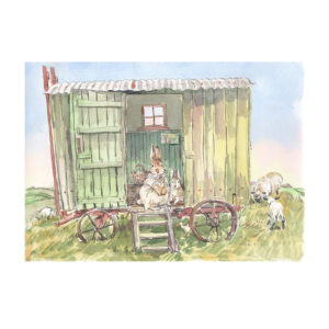 Print “Bunnies in Shepherd’s Hut with Spring lambs”