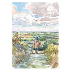 PRE-ORDER PRINT “Boy in blue hat walking with Teddy”