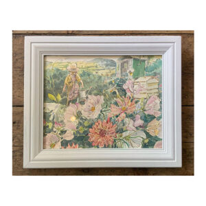 Original Framed Watercolour “Gardener and Green Shepherds Hut”