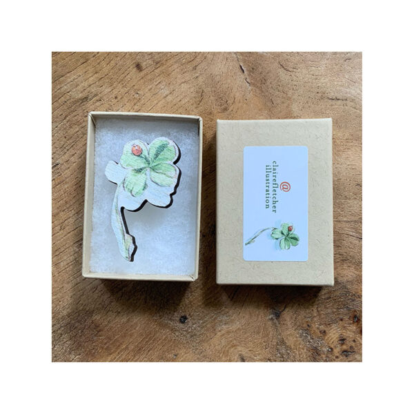 Small wooden Brooch “Four Leaf Clover” - Image 2