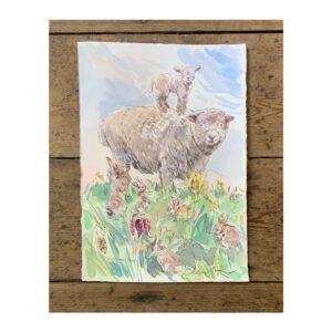 Original Watercolour “Spring Frolics with Bunnies”