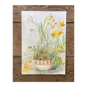 Original Watercolour “Spring Floral still life with Bees”