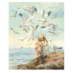 Print “Seagulls + girl in Vintage Swimsuit”