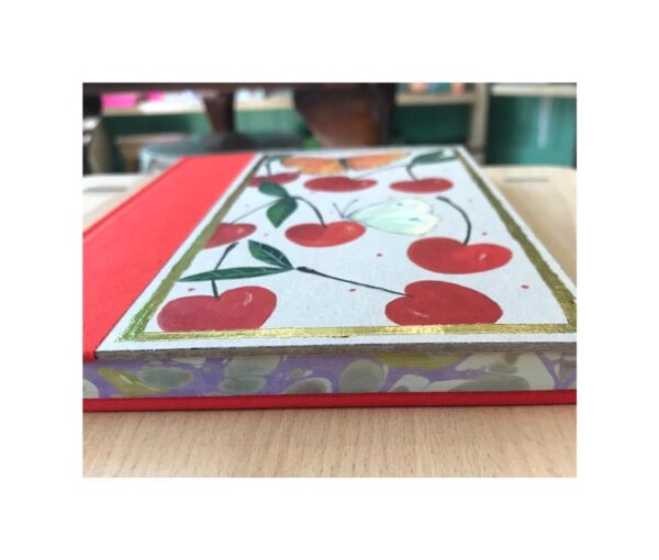 Unruled Journal  Hand painted Cherries and butterflies No61 - Image 2