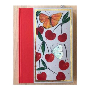 Unruled Journal  Hand painted Cherries and butterflies No61