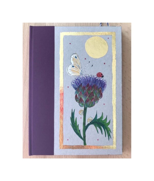 Unruled Journal Hand painted Artichoke with ladybird No65