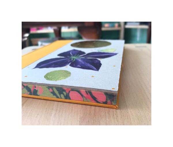 Unruled Journal  Hand painted Large purple flower and butterfly No64 - Image 2
