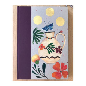 Unruled Journal  Hand painted Jug and blue butterfly No63