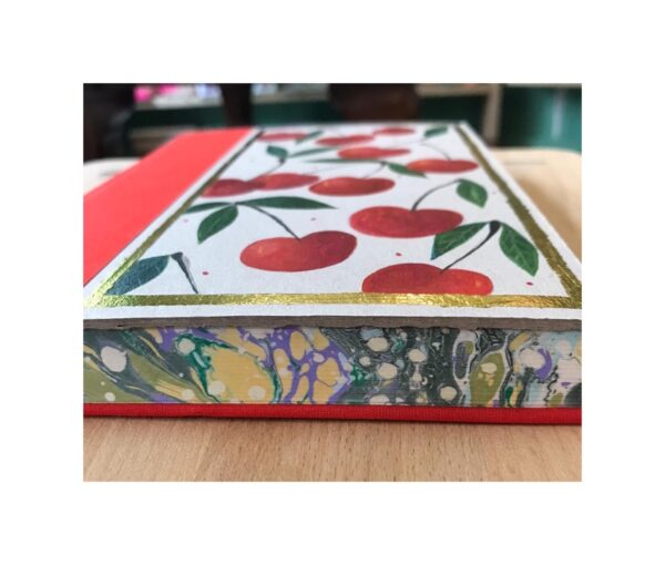 Ruled Journal Hand Painted Cover Cherries with golden frame No69 - Image 2