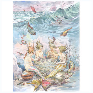 PRE-ORDER PRINT “Mermaids playing cards”
