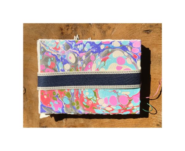 Marbled watercolour note book Blue ribbon - Image 2