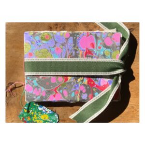 Marbled watercolour note book Green ribbon