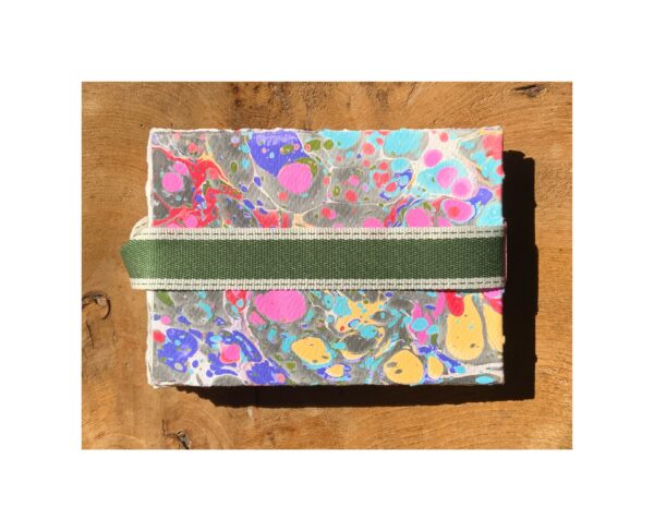 Marbled watercolour note book Green ribbon - Image 2
