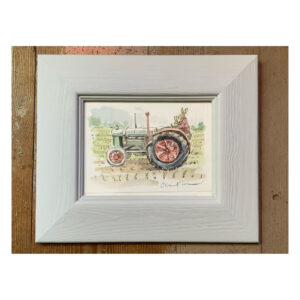 Framed Original Watercolour “Bunnies on Tractor”