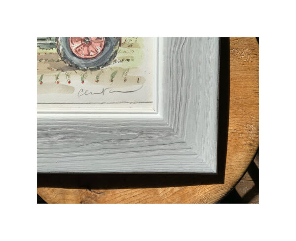 Framed Original Watercolour “Bunnies on Tractor” - Image 2