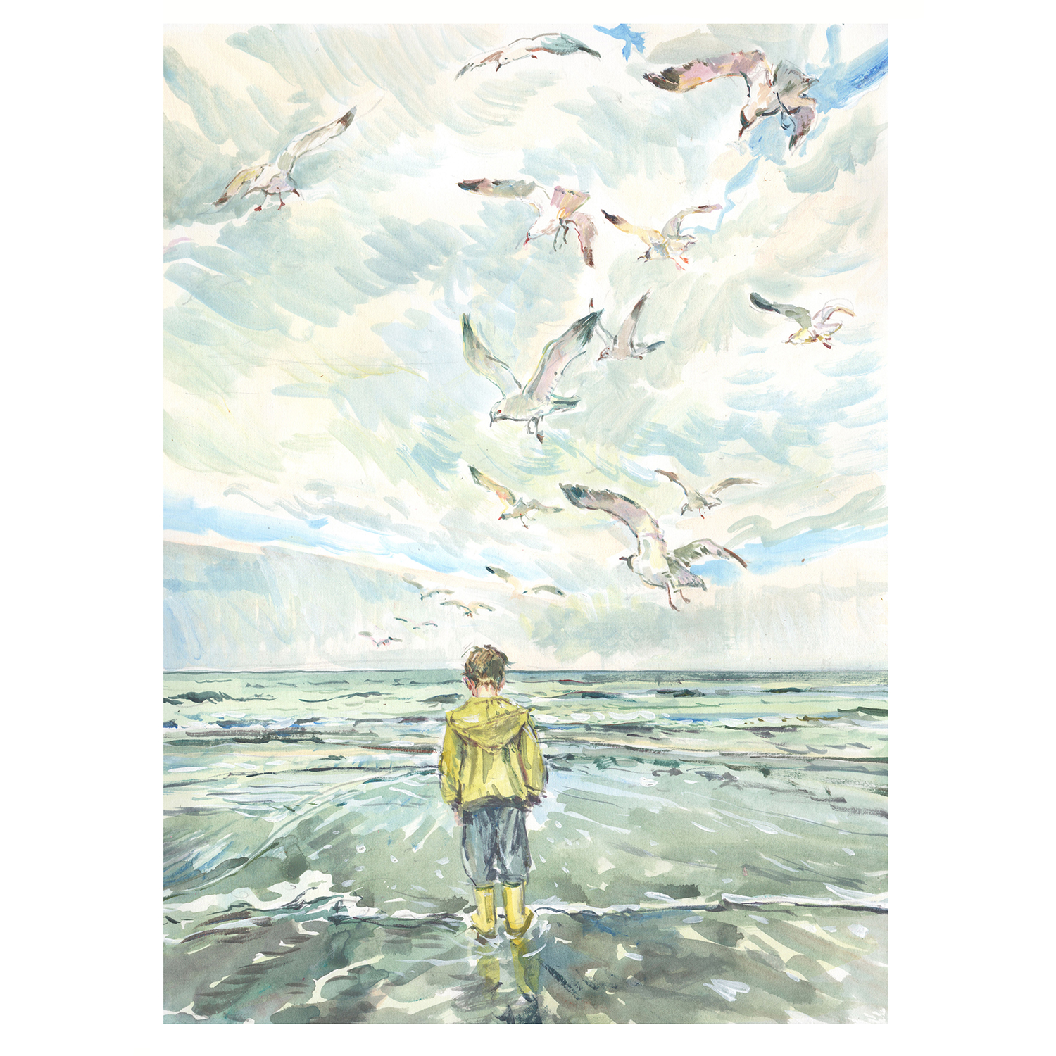 PRE-ORDER PRINT “Boy in yellow jacket paddling”