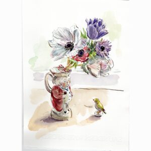 Original Watercolour “Anemones in Toby jug”