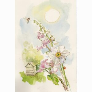 Original Watercolour “Garden Still life with Beehive”