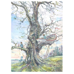 NEW PRE-ORDER PRINT “Tree Boat with two children and a bunny”