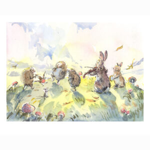 PRE-ORDER PRINT “Bunnies + Hedgehogs Autumn Dance”